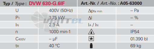 Rosenberg DHW 630-G.6IF - описание, технические характеристики, графики
